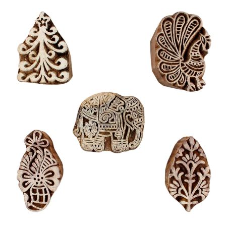 Set of 5 Piece New Mix Wooden Printing Blocks